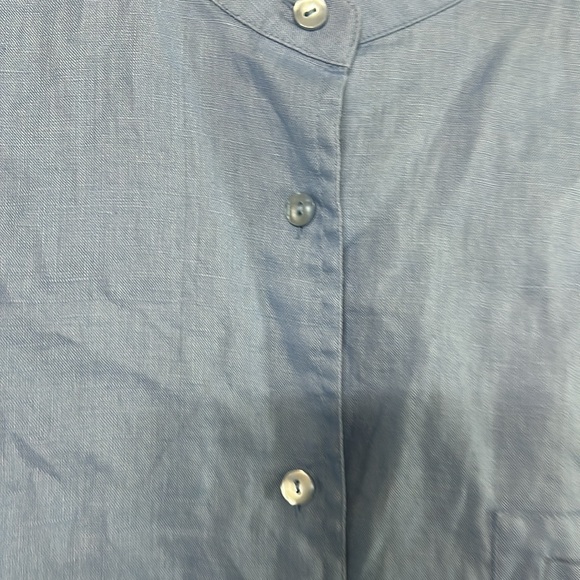 Mercer & Madison Women's 100% Linen tunic Shirt 3/4 Slit Sleeve Blue Size 3X - Picture 2 of 9